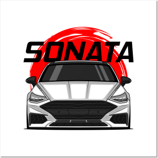 Front White Sonata Sedan 8 Gen Posters and Art